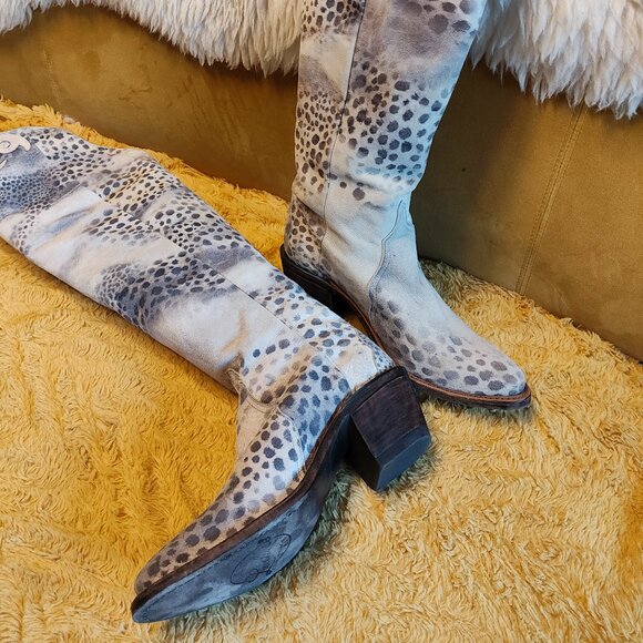 Lucchese Grey leopard over the knee boots Sz 7 - Picture 2 of 4